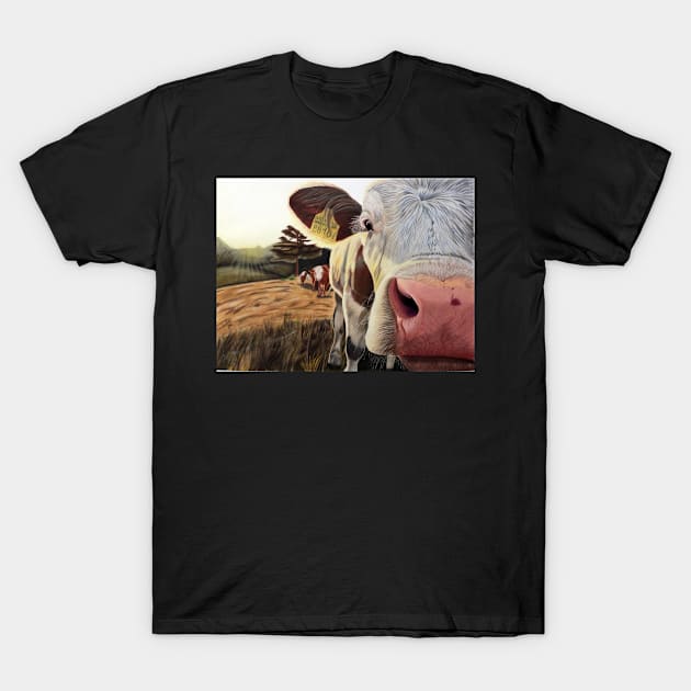 "Just Saying Hi" Cow Drawing T-Shirt by Lkbevis53